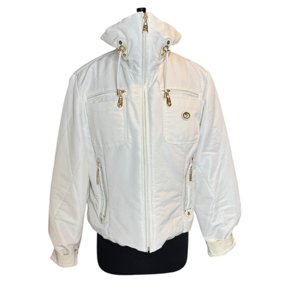 Piero Guidi Magic Circus Italian Designer White Quilted Winter Jacket Size L - Picture 3 of 16